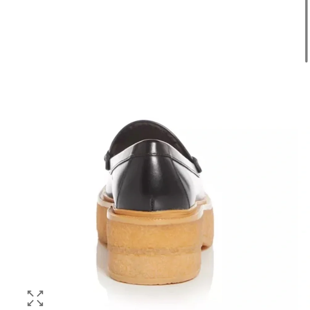 Loeffler Randall Sleek Black Loafers with Tan Platform Sole